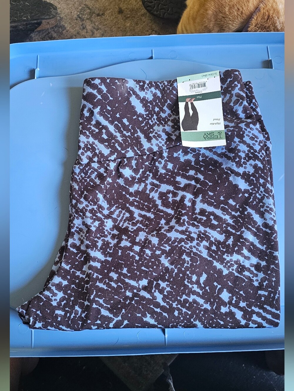 Terra & Sky Blue and Brown Abstract Print Leggings